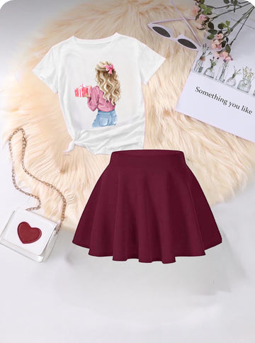 Kunzie T shirt with skirt combo set