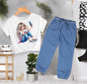 Kunzie Selfy Girl Styles denim pant and T Shirt