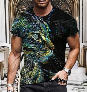 Kunzie cat face black T-shirt for boys and Men