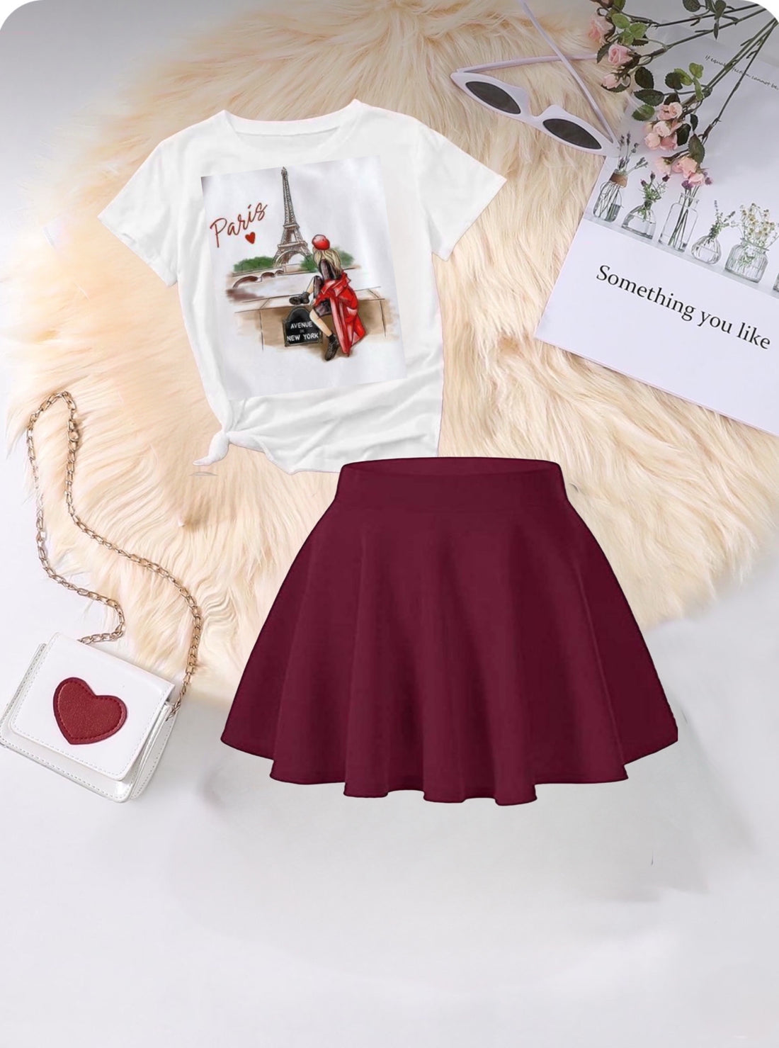 Kunzie T shirt with skirt combo set