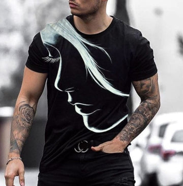 Kunzie Girls Face Printed black T -Shirt for men and boys