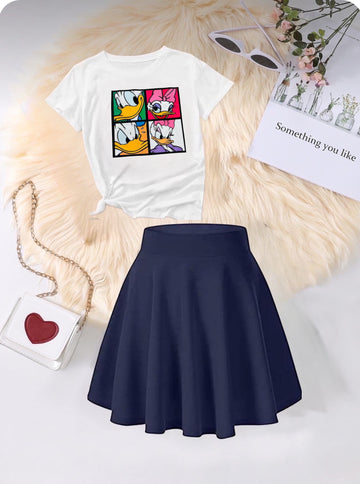 Kunzie T shirt with skirt combo set